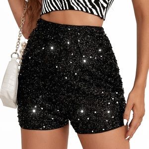 Black sequin shorts NWT